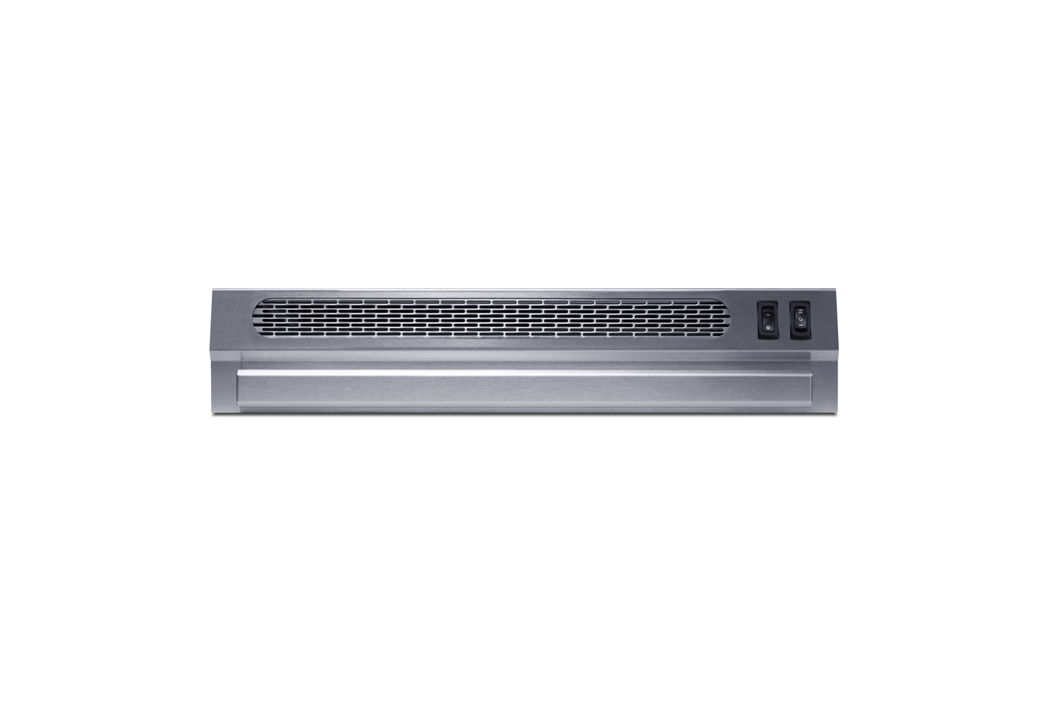 20 inch wide under cabinet retractable range hood for ductless use in stainless steel, made in the USA with power cord included